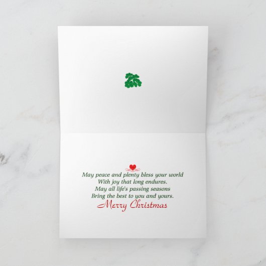 ケルト族のクリスマスの緑のシャムロックの金ゴールドのブタの蹄鉄 シーズンカード (内部)