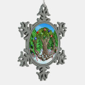 ケルト族のクリスマスツリー スノーフレークピューターオーナメント (左)