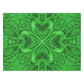 ケルト族のクローバーのヴィンテージの緑のフラクタルの万華鏡のように千変万化するパターン テーブルクロス (正面(横))