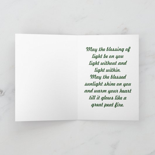 ケルト族のシャムロックの天恵の挨拶状 カード (内部)