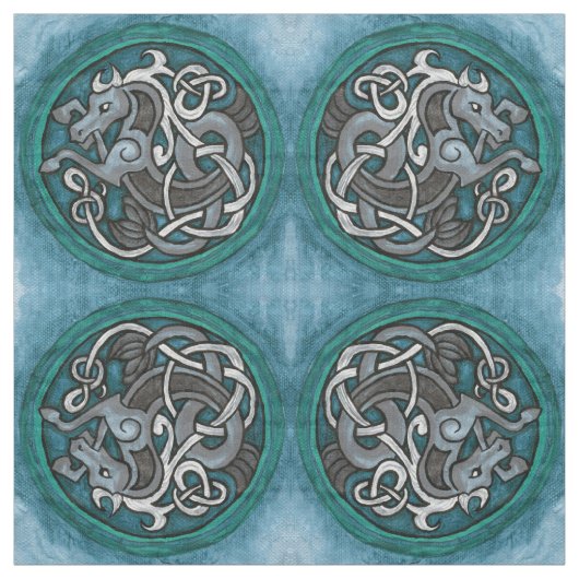 ケルト族のタツノオトシゴパターン ファブリック (見本)