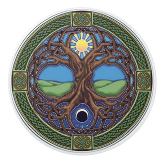 ケルト族のデザインのドアか引出しのノブ セラミックノブ