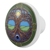 ケルト族のデザインのドアか引出しのノブ セラミックノブ (右)