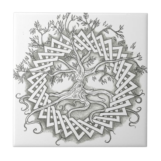 ケルト族のデザインの生命の樹 タイル (正面)
