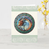 ケルト族のドラゴンのデザインの挨拶状 カード (黄色い花)