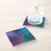 ケルト族のハートのコースターが付いている金属レース ガラスコースター (アングル)