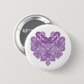 ケルト族のハートの薄紫Pinボタンのバッジ 缶バッジ (正面&裏面)