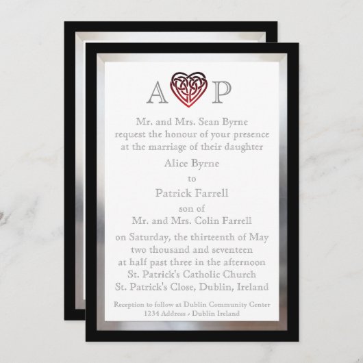 ケルト族のハート-結婚式招待状 招待状 (正面/裏面)