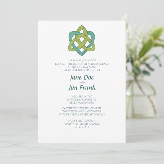 ケルト族のフォーマルなカトリック教の結婚式招待状 招待状 (スタンド正面)