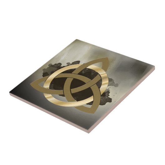 ケルト族の三位一体の結び目の金一周されたヴィンテージ タイル (側面)