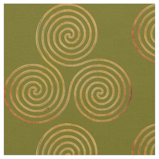 ケルト族の三重のSpirale 1ライン金ゴールド ファブリック (クローズアップ)