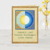 ケルト族の分点日曜日および月 カード (黄色い花)