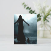 ケルト族の女神のmorriganカラスのワタリガラスの雨水 ポストカード (スタンド正面)