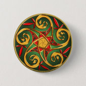 ケルト族の星形五角形の螺線形 缶バッジ (正面)