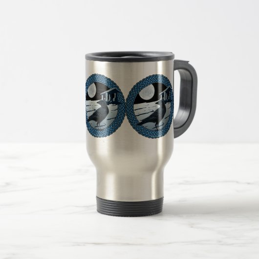 ケルト族の月、ワタリガラスおよびDolmanは#1を設計します トラベルマグ (正面右)