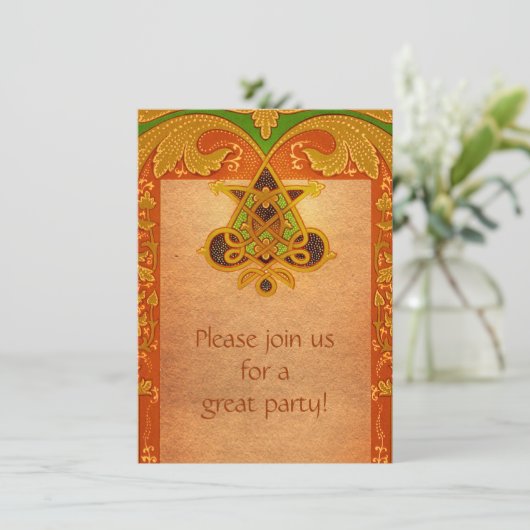 ケルト族の羊皮紙のスタイルの招待状 招待状 (スタンド正面)