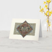 ケルト族の芸術のGryphonsの挨拶状 カード (黄色い花)