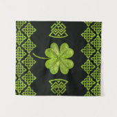 ケルト族の装飾を持つアイルランドのシャムロックの4葉のクローバー タペストリー (正面(横))