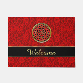 ケルト族の赤いレースの歓迎のドア・マット ドアマット