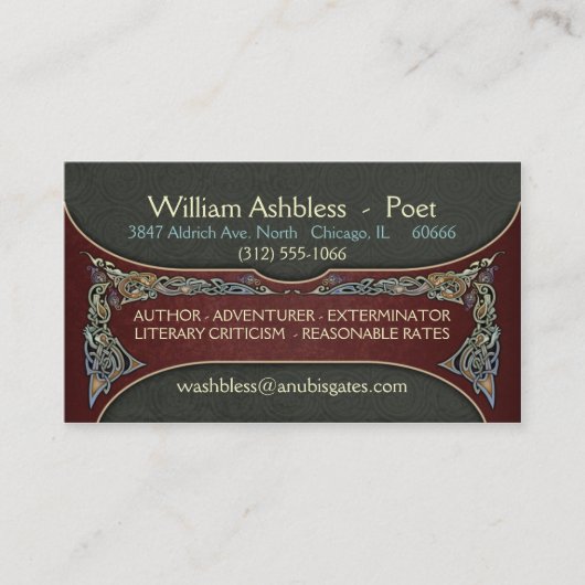 ケルト族の魅惑的な獣の名刺 名刺 (正面)