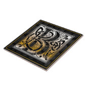 ケルト族の黒い石Bのモノグラムのイニシャルのタイル タイル (側面)