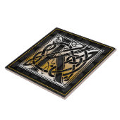 ケルト族の黒い石Mのモノグラムのイニシャルのタイル タイル (側面)