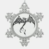 ケルト族トライバル白黒 スノーフレークピューターオーナメント (正面)