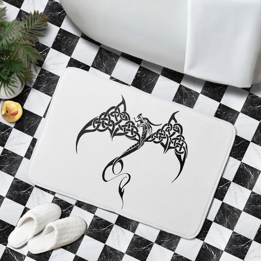 ケルト族トライバル白黒 バスマット