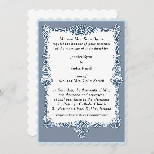 ケルト族フレームの結婚式招待状 招待状 (正面/裏面)