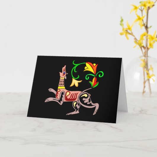 ケルト族犬のセントパトリックの日の挨拶 カード (黄色い花)