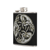 ケルト族犬の伝統的なオーナメントの金ゴールドおよび銀 フラスク (左)