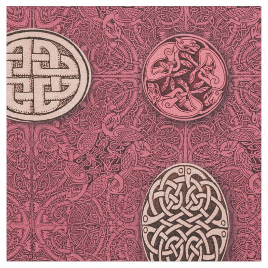 ケルト族犬、馬および鳥 ファブリック (クローズアップ)