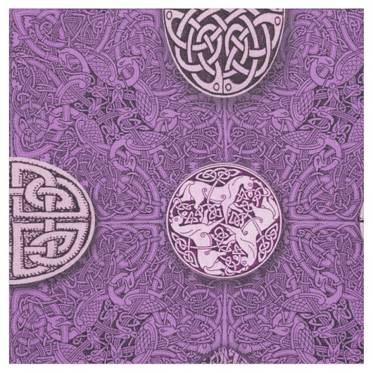 ケルト族犬、馬および鳥 ファブリック (クローズアップ)