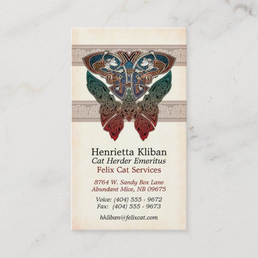 ケルト族猫のデザインの名刺 名刺 (正面)