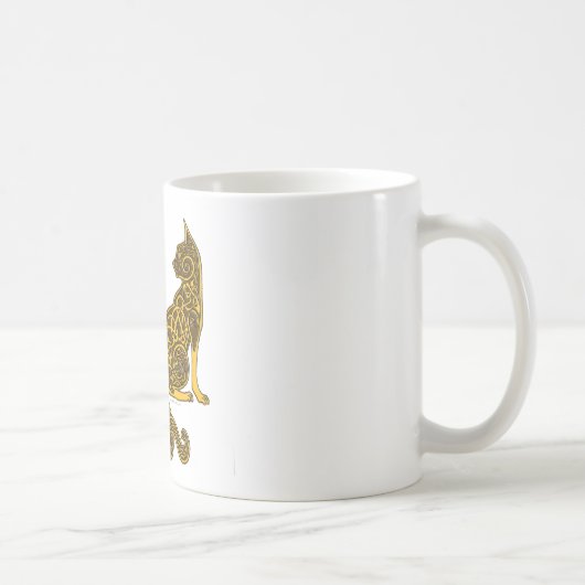 ケルト族猫6の青銅色の金ゴールド コーヒーマグカップ (右)