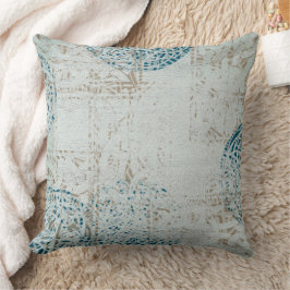 ケルト曼荼羅ホワイトブルーパターン クッション