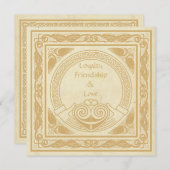 ケルト柄のクラダッハ結婚式テーブルナンバー 招待状 (正面/裏面)