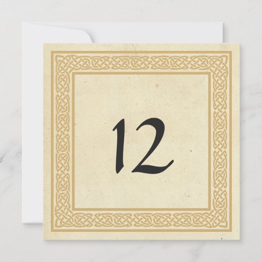 ケルト柄のクラダリング ウェディングテーブルナンバー 招待状 (裏面)