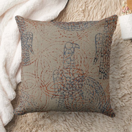 ケルト模様 – 鳥付き砂色 クッション (ブランケット)