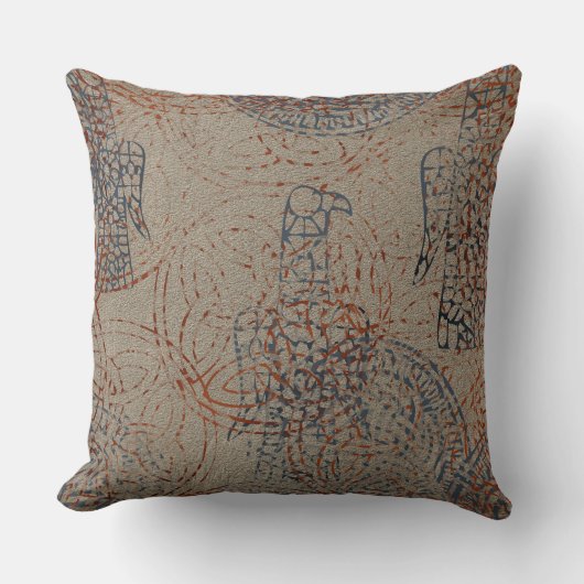 ケルト模様 – 鳥付き砂色 クッション (正面)