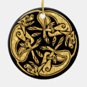 ケルト犬金ゴールド伝統的オーナメントデジタルアート セラミックオーナメント (裏面)