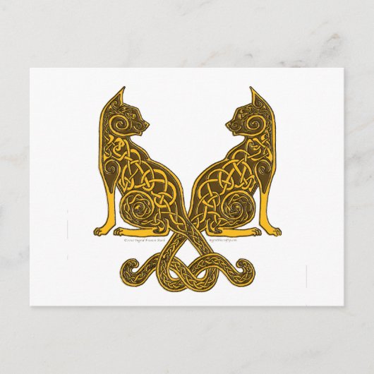ケルト猫6金ゴールド ポストカード (正面)