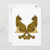 ケルト猫6金ゴールド ポストカード (正面/裏面)