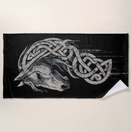 ケルト神話の馬 ヴァイキングノット ビーチタオル
