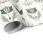 ケルト系アイルランドフローラ植物性グリーンベージュ ラッピングペーパー (ロールコーナー)