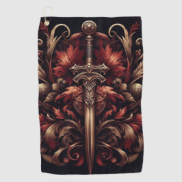 ケルト系スコティッシュレッド&ブロンズ剣 ゴルフタオル