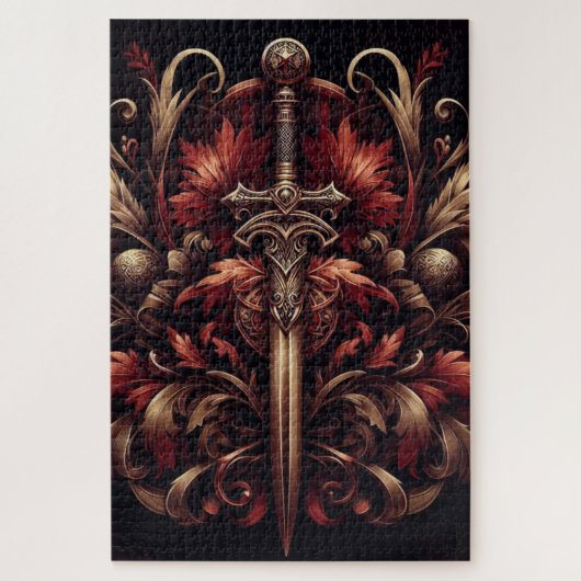 ケルト系スコティッシュレッド&ブロンズ剣 ジグソーパズル (縦)