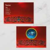 ケルト系ドラゴンモノグラムルビー赤ブルーサファイア 名刺 (正面/裏面)