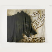 ケルト系ブラックウルフ タペストリー (正面(横))