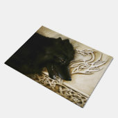 ケルト系ブラックウルフ ドアマット (アングル)